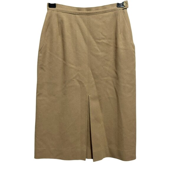 Pendleton Vtg Camel Tan 100% Virgin Wool Straight Skirt Pockets Fully Lined Sz S - Picture 1 of 6